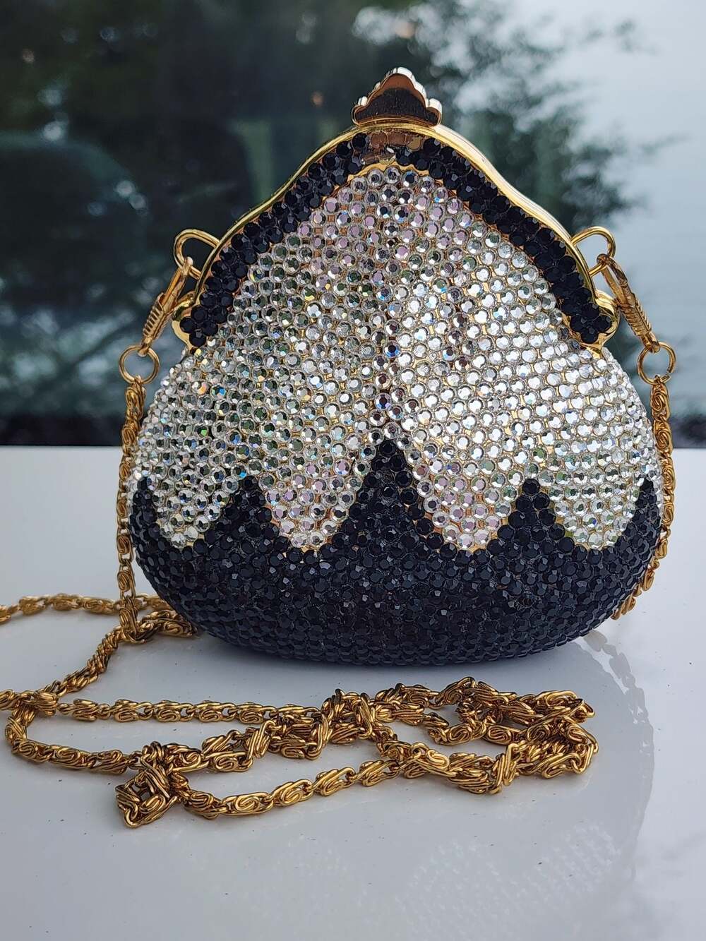 Sasha New York Crystal Embellished Clasp Evening Clutch